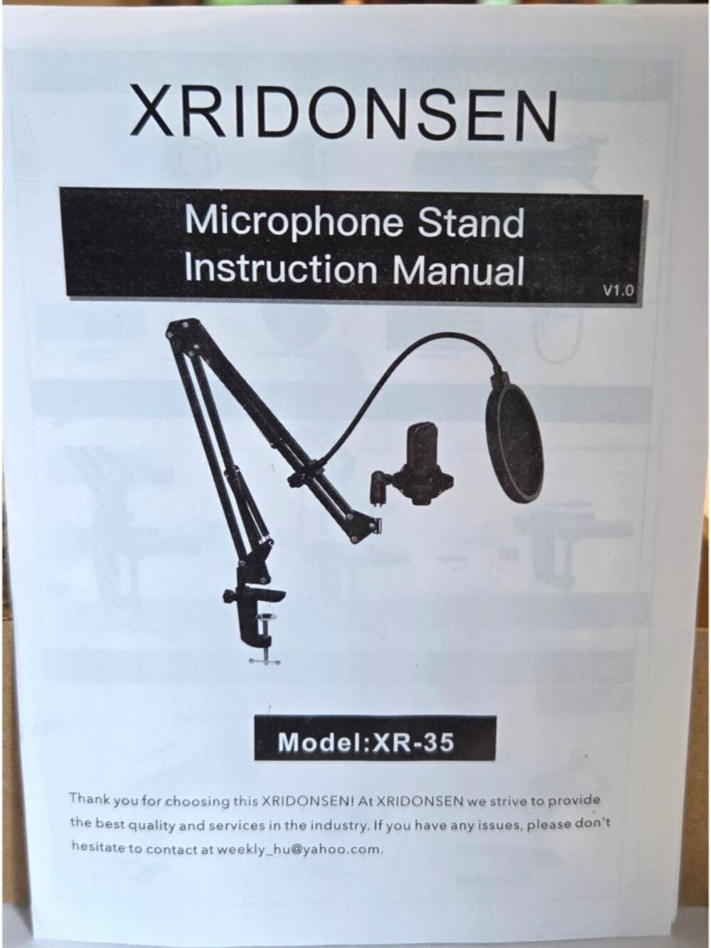 XRIDONSEN XR-35 Adjustable Microphone Arm Stand Pop Filter Shock Mount Desk